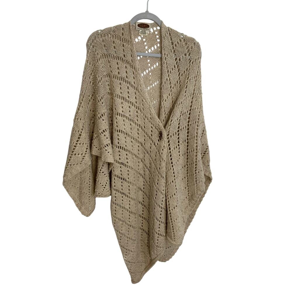 Sweaters of Ireland Pure New Merino Wool Hooded Cape Poncho Wrap OSFM